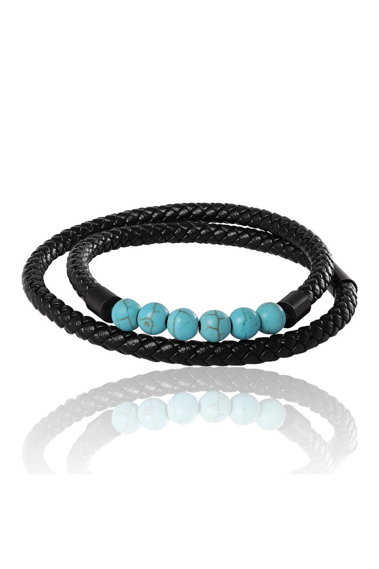 Wrap Turquoise Beaded Bracelet, Main, color, Black/Turquoise