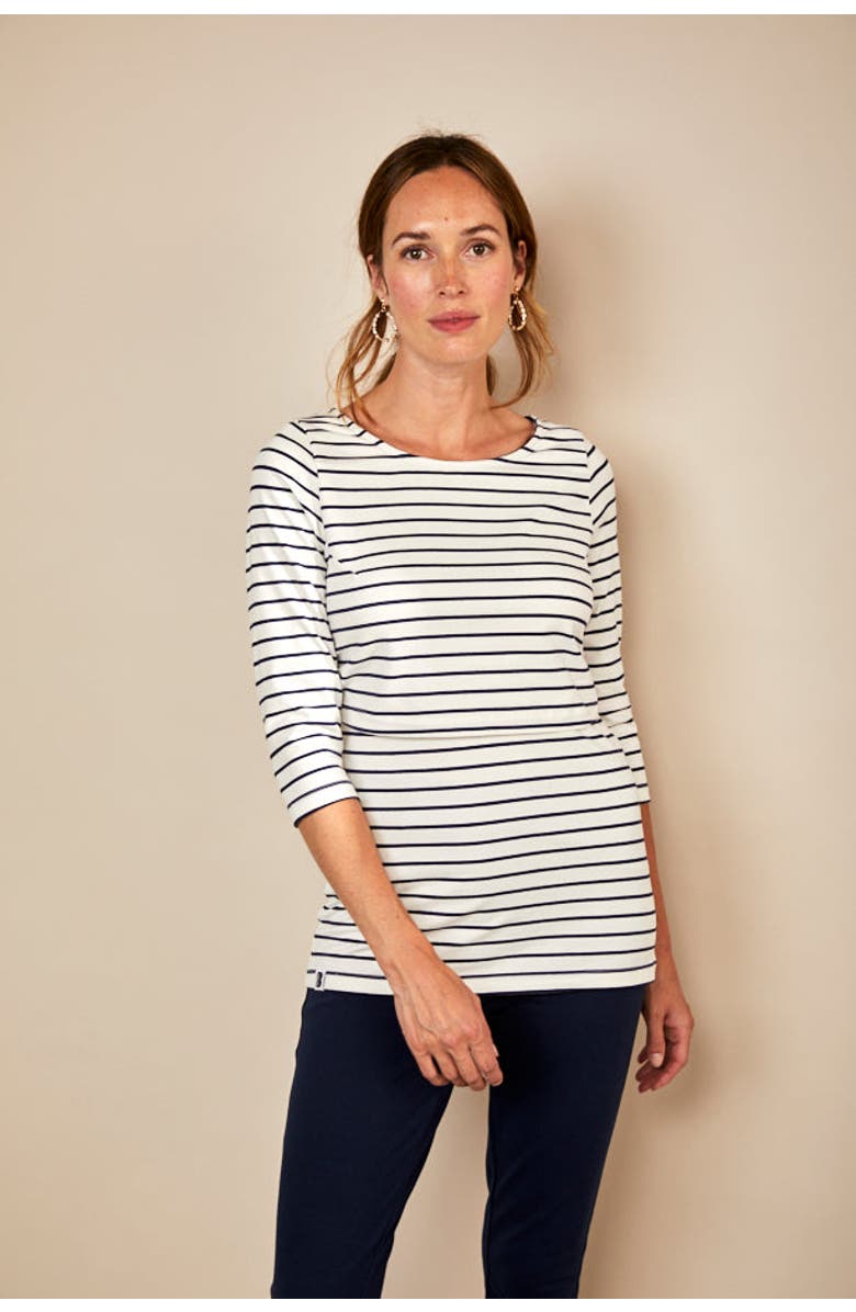 The Bshirt Nursing 3/4 Sleeve Top, Alternate, color, White / Navy Stripe