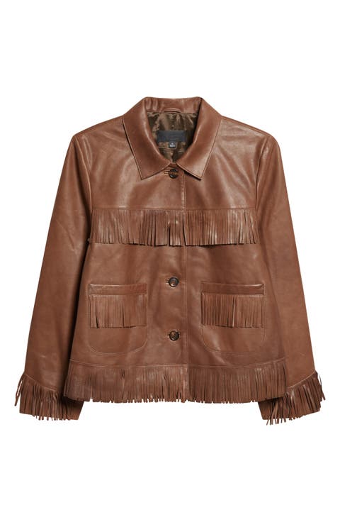 Lazare Fringe Detail Leather Jacket
