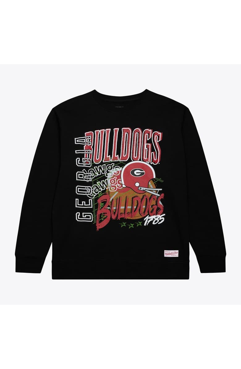 Mitchell & Ness Men's Mitchell & Ness Black Georgia Bulldogs Half Time Fleece Crewneck Sweatshirt, Main, color, Black