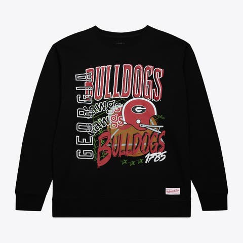 Men's Mitchell & Ness  Black Georgia Bulldogs Half Time Fleece Crewneck Sweatshirt