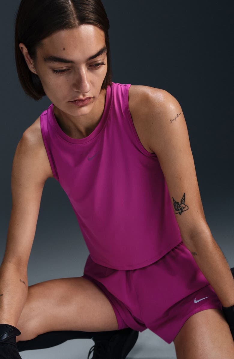 Nike One Classic Dri-FIT Crop Tank, Alternate, color, Hot Fuchsia/ Black