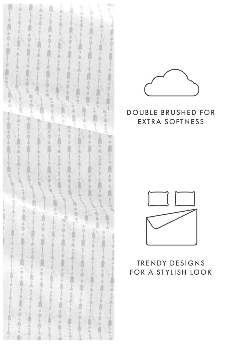 IENJOY HOME Premium Ultra Soft Elegant Beaded Arrows 4-Piece Sheets Set, Alternate, color, LIGHT GRAY