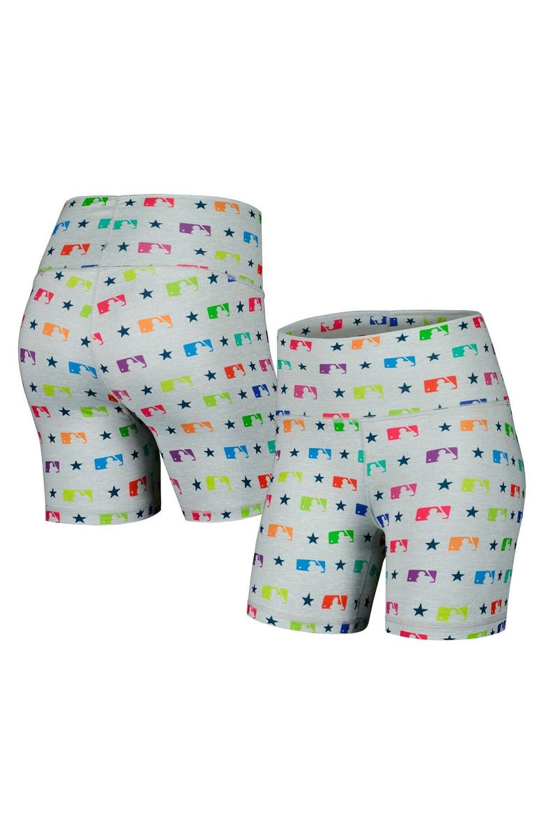 Terez Women's Terez Gray MLB Merchandise TLC Rainbow Shorts, Main, color, 