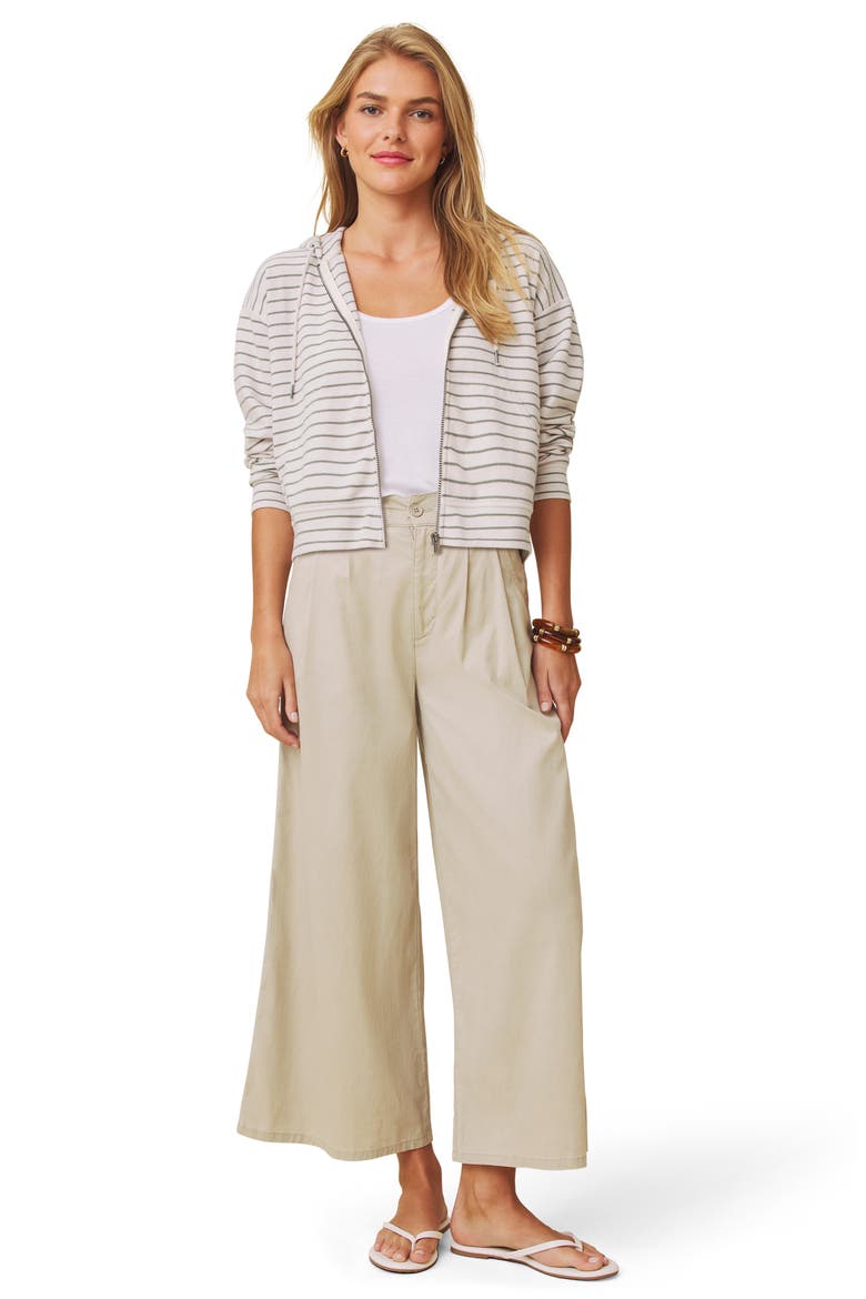 Kennedy Stripe Zip Front Hoodie, Alternate, color, PALE OAK WHITE/ GREEN