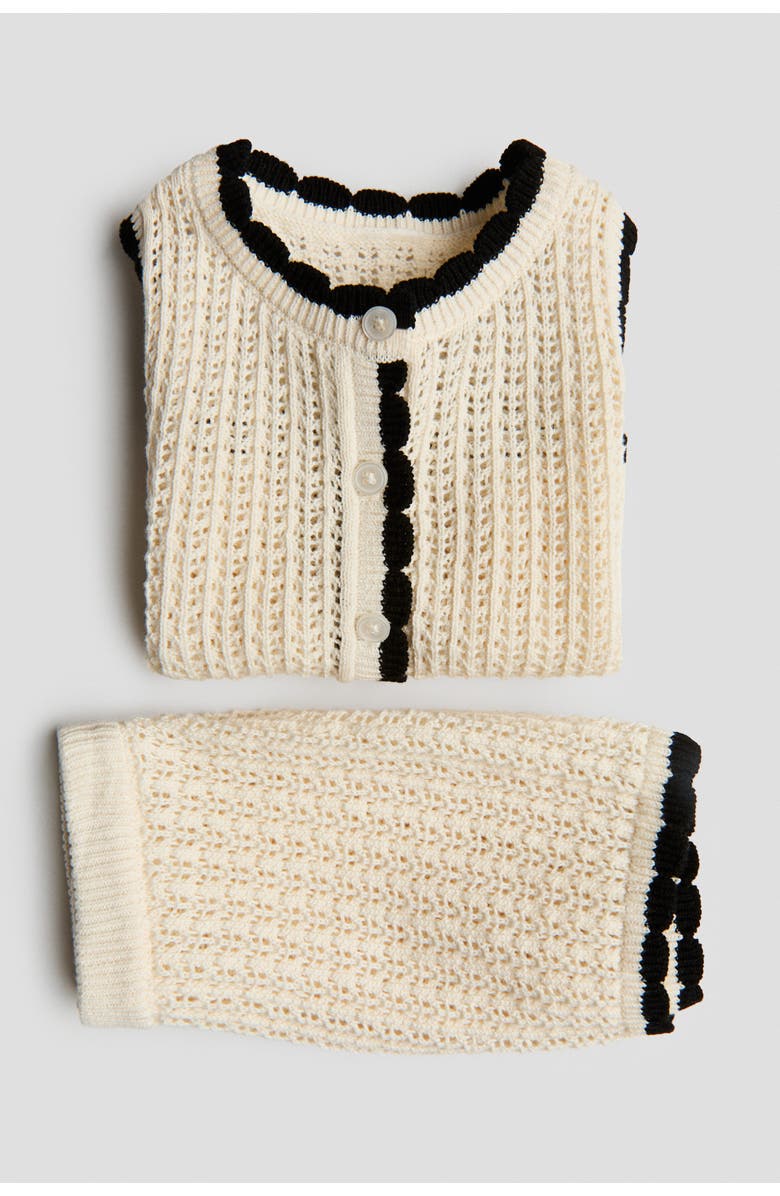 H&M 2-piece Pointelle-knit Cotton Set, Alternate, color, Cream