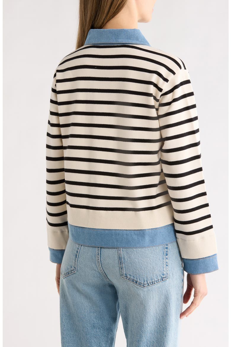 Stripe Denim Mix Media Sweater, Alternate, color, CREAM/ BLACK/ DENIM