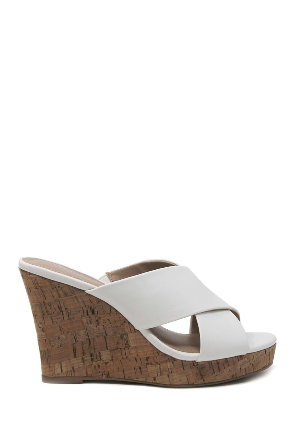 Charles by Charles David Latrice Cork Wedge Sandal, Alternate, color, White-Sm