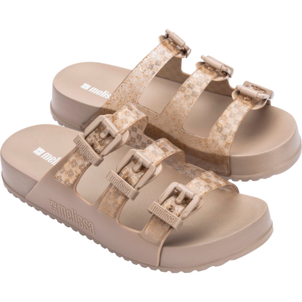 Melissa Cozy Stripes Platform Slide Sandal In Sand