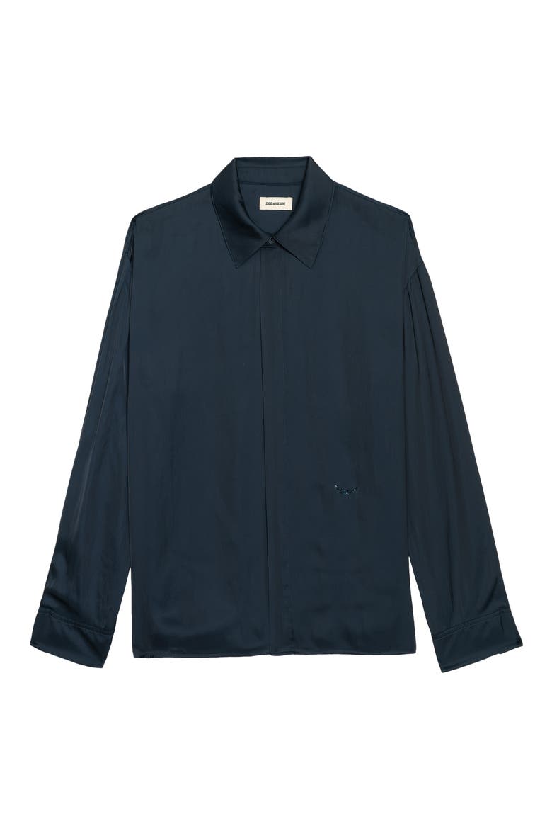 Tyrica Satin Shirt, Alternate, color, ENCRE