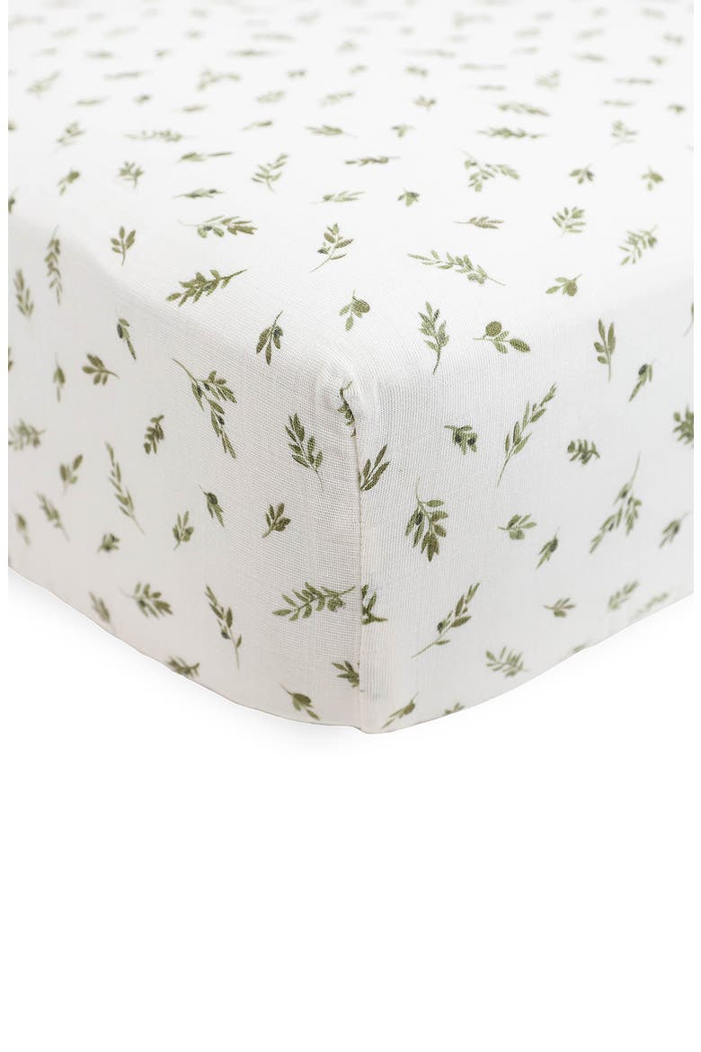 Organic Cotton Muslin Crib Sheet, Alternate, color, OLIVE BRANCH