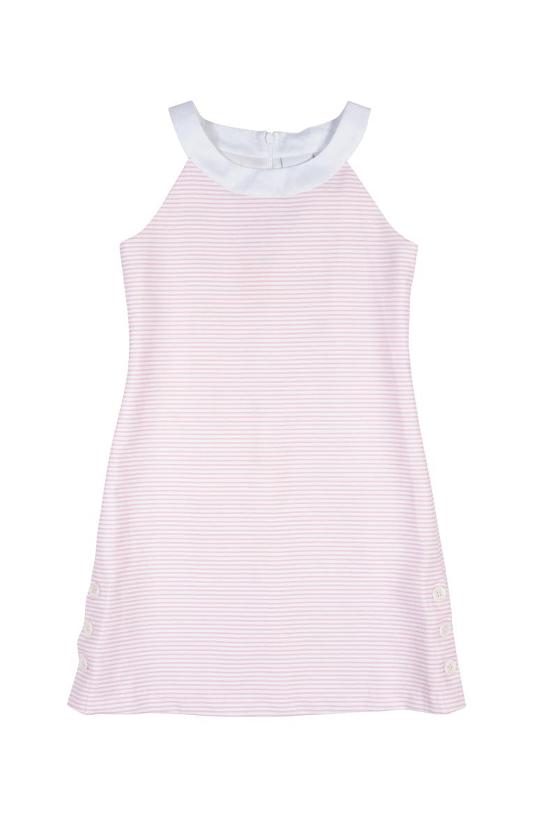 Stripe Pique Dress With Side Buttons, Main, color, Pink/White