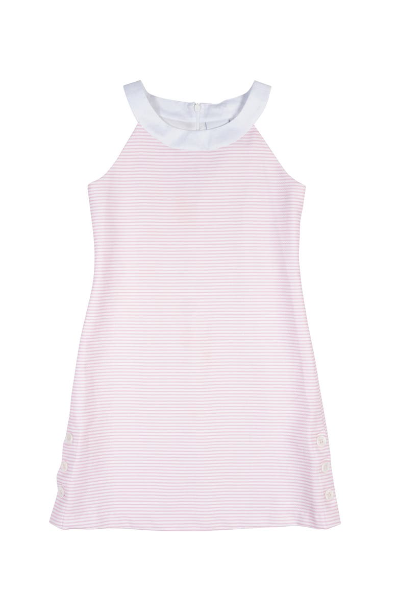 Florence Eiseman Stripe Pique Dress With Side Buttons, Main, color, Pink/White