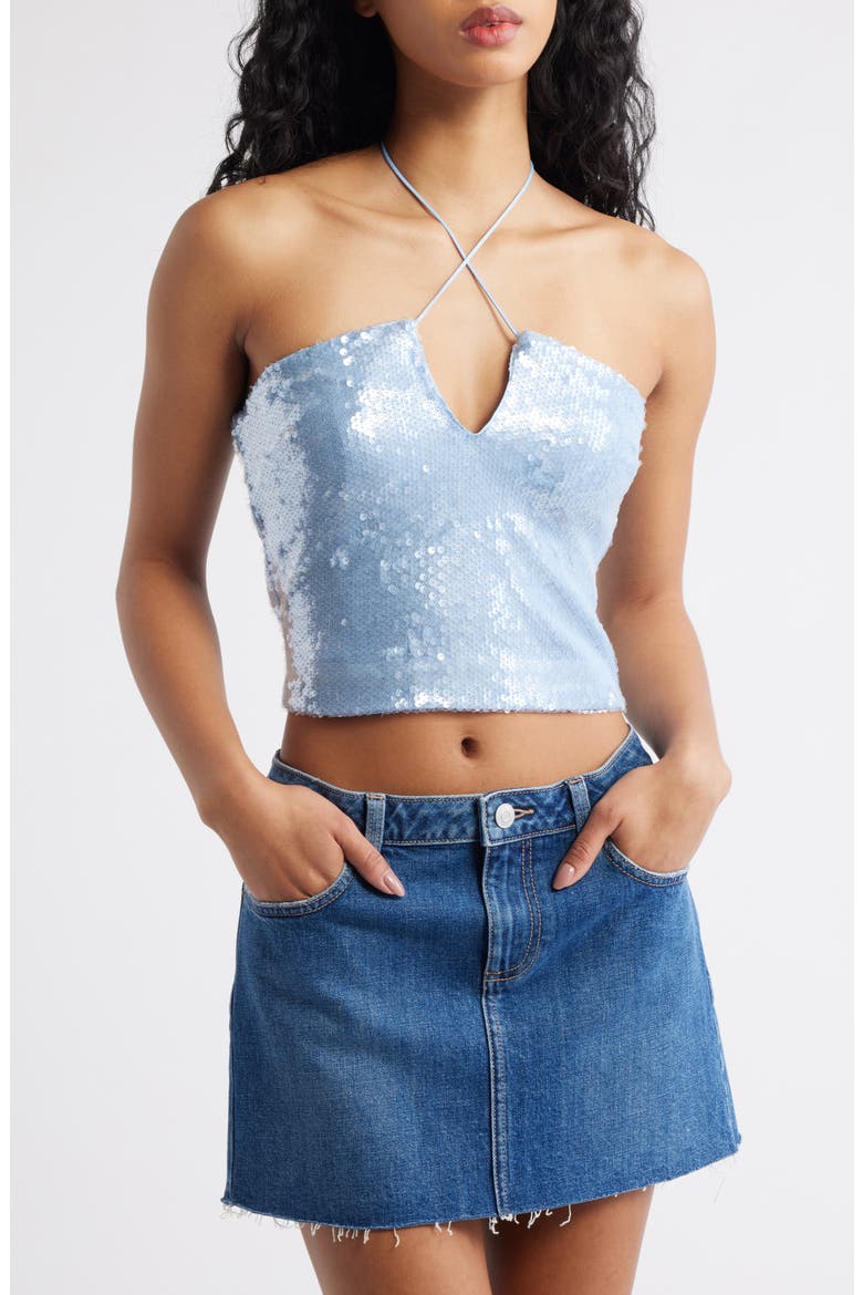 Kalokairi Keyhole Sequin Top, Main, color, BLUE