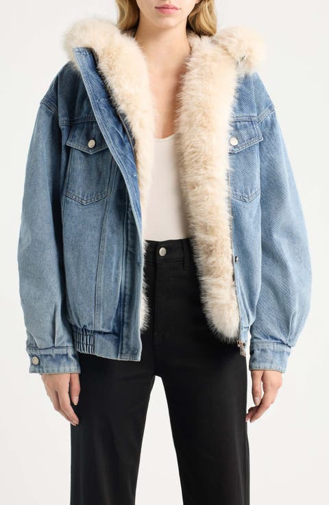 Ginna Faux Fur Lined Denim Jacket