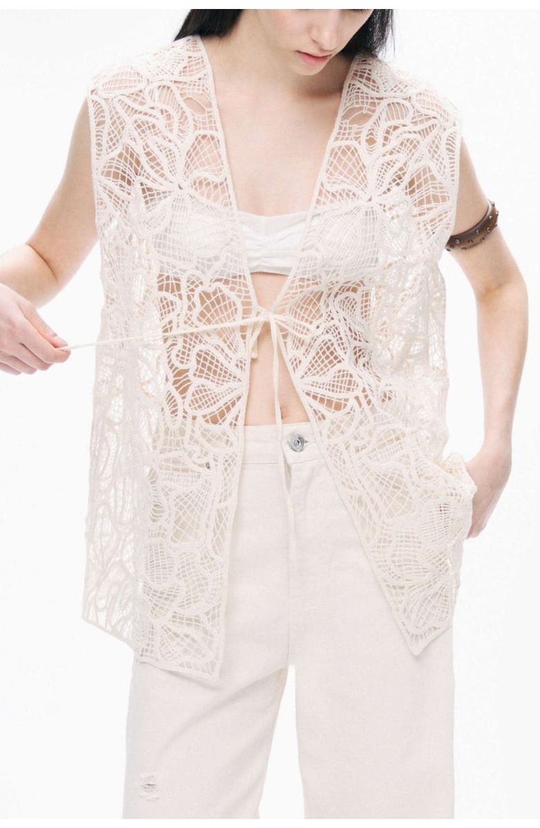 Nocturne Floral Embroidered Detailed Vest, Main, color, 