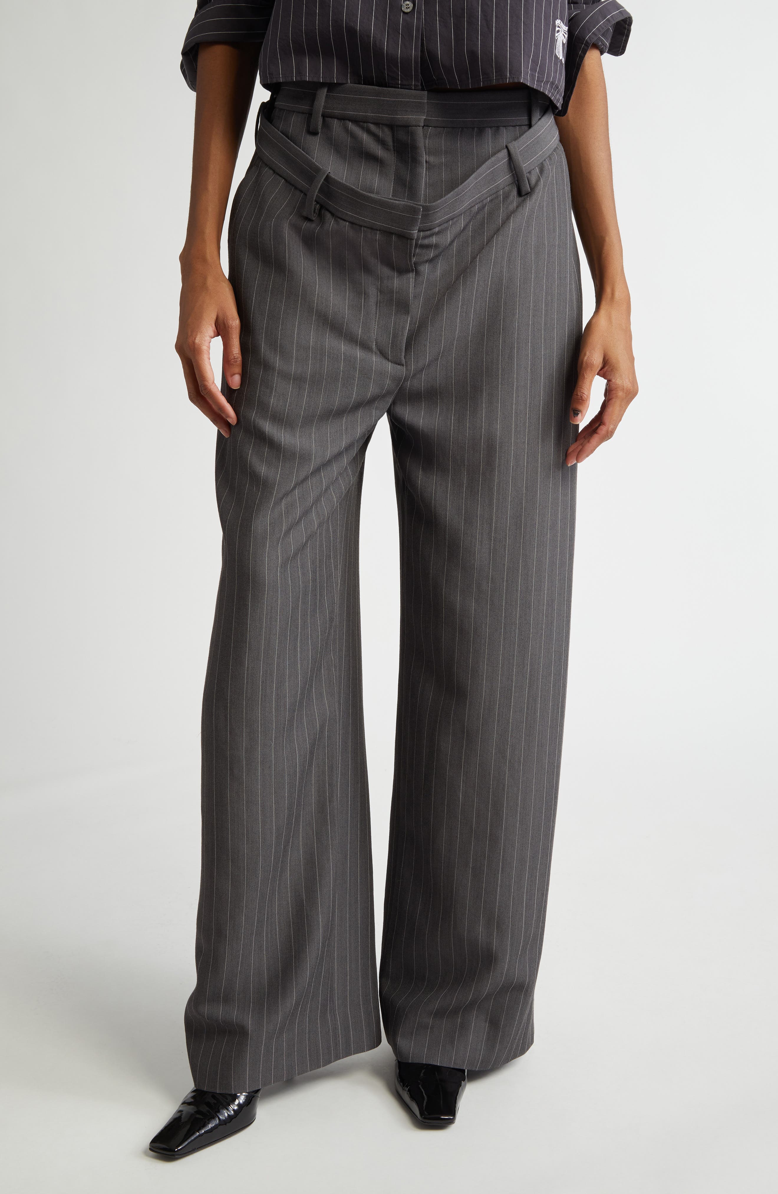 Disconstructed Acne Studios Deconstructed Pinstripe Pants (Women) | Nordstrom