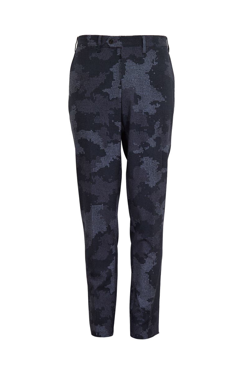 Lords of Harlech Paxton Tailored Wool Pant, Main, color, Camo Mosaic Coal