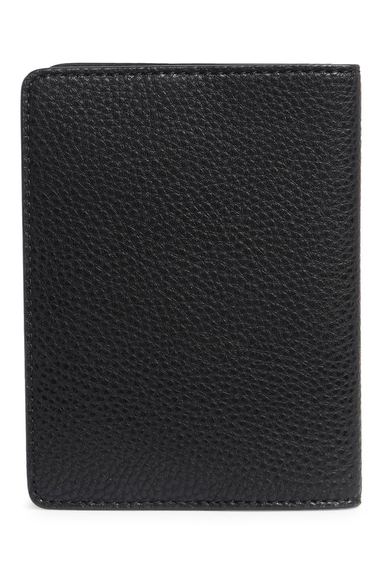 Bold Logo Leather Passport Case, Alternate, color, BLACK