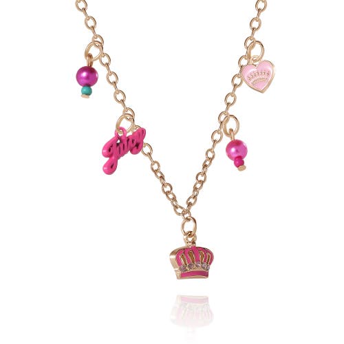 Juicy Couture Kids Crown "juicy" Charm Necklace In Multi
