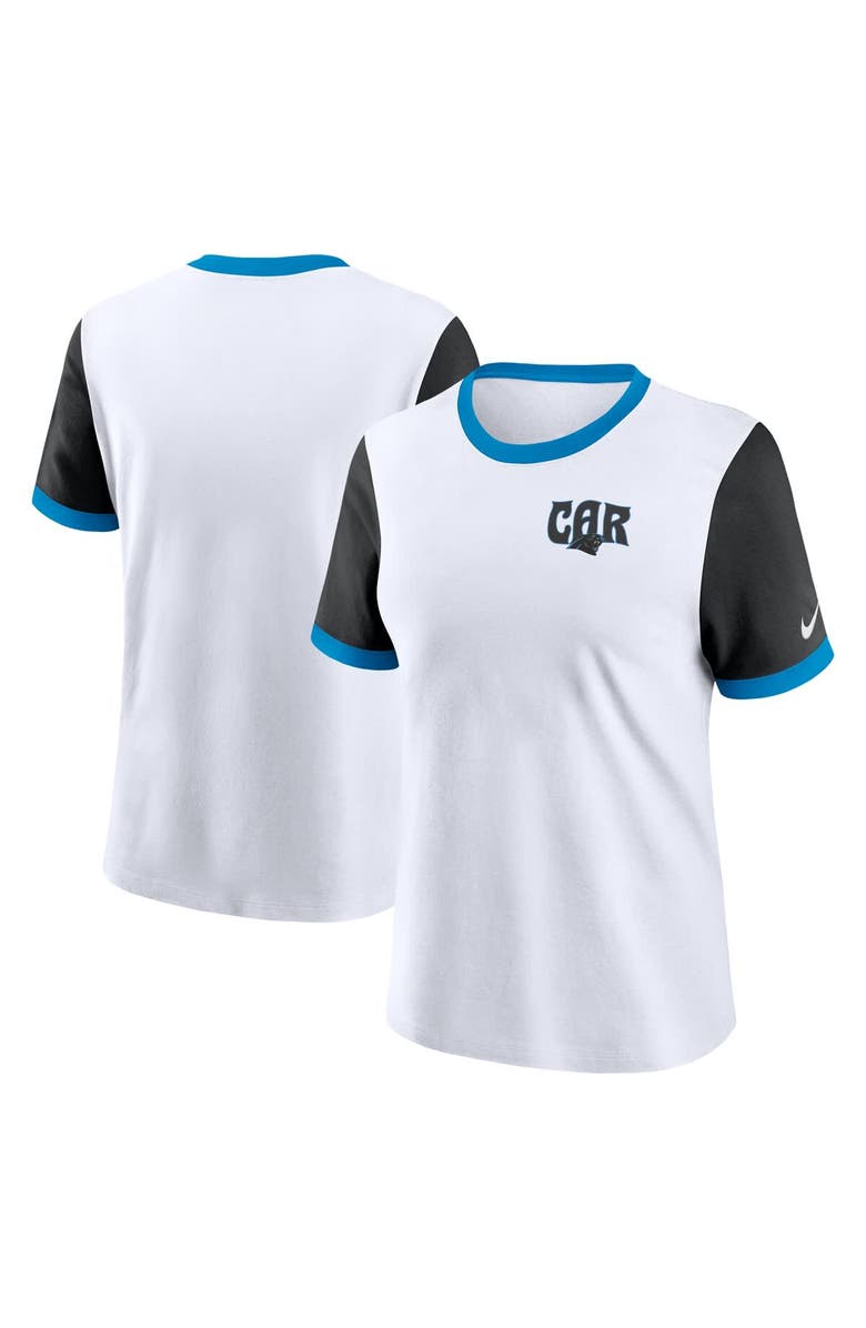 Nike Women's Nike White Carolina Panthers Rewind Ringer Tri-Blend T-Shirt, Main, color, White
