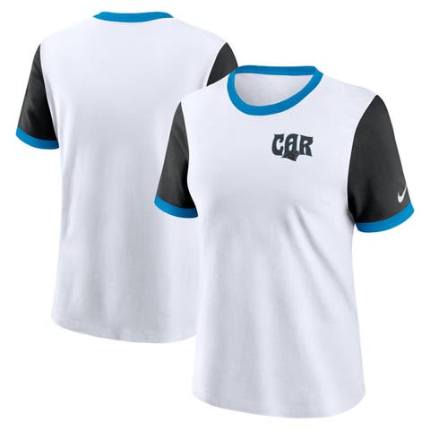Women's Nike White Carolina Panthers Rewind Ringer Tri-Blend T-Shirt
