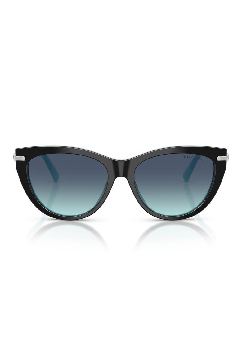 55mm Cat Eye Sunglasses, Main, color, BLACK ON TIFFANY BLUE / AZURE