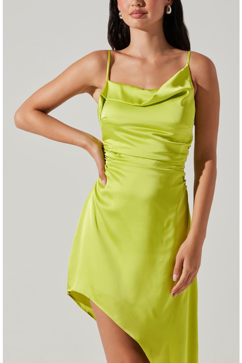 Vista Asymmetric Hem Slipdress, Alternate, color, LIME