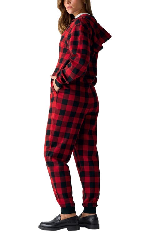 Fabletics Cozy Fleece Hooded Jumpsuit In Red