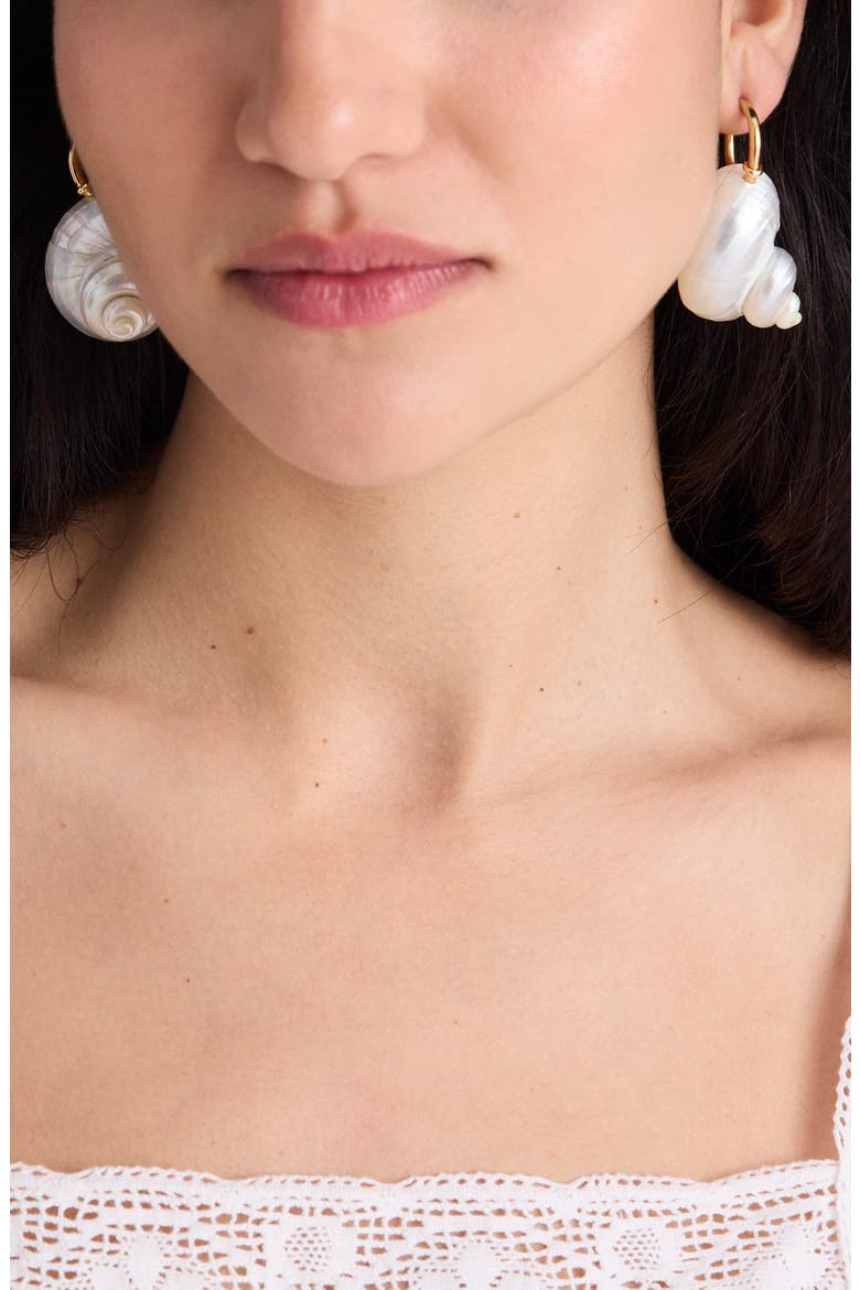 Shell Statement Hoop Earrings, Alternate, color, ANTIQUE GOLD