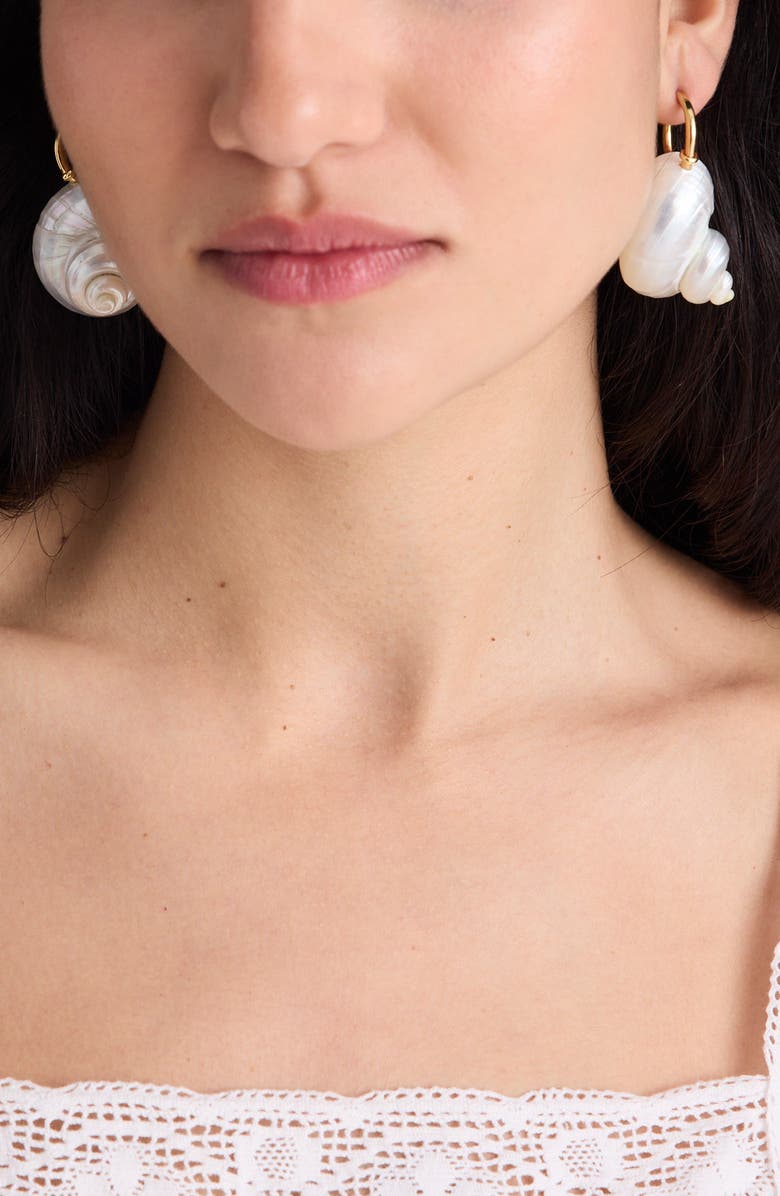 Madewell Shell Statement Hoop Earrings, Alternate, color, Antique Gold