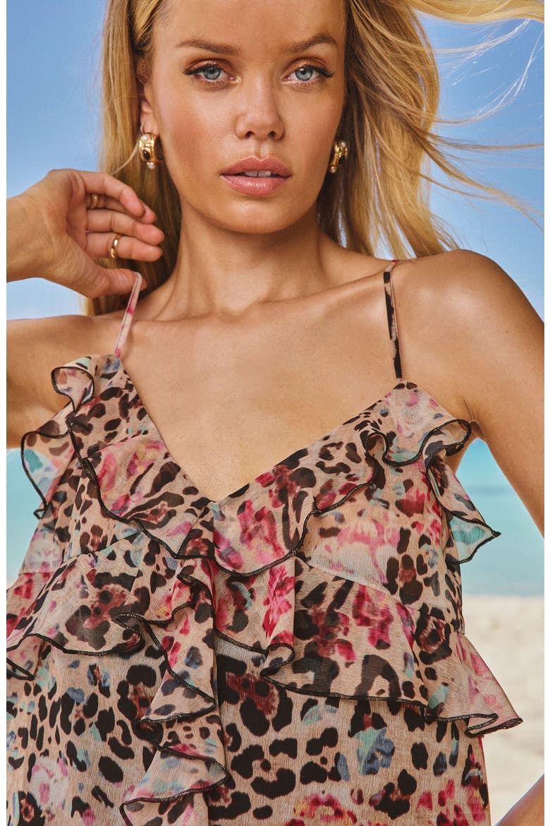 Animal Spot Ruffle Camisole, Alternate, color, BROWN