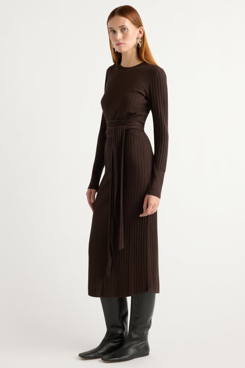 Modern Citizen Carmen Tie-front Ribbed Dress In Brown