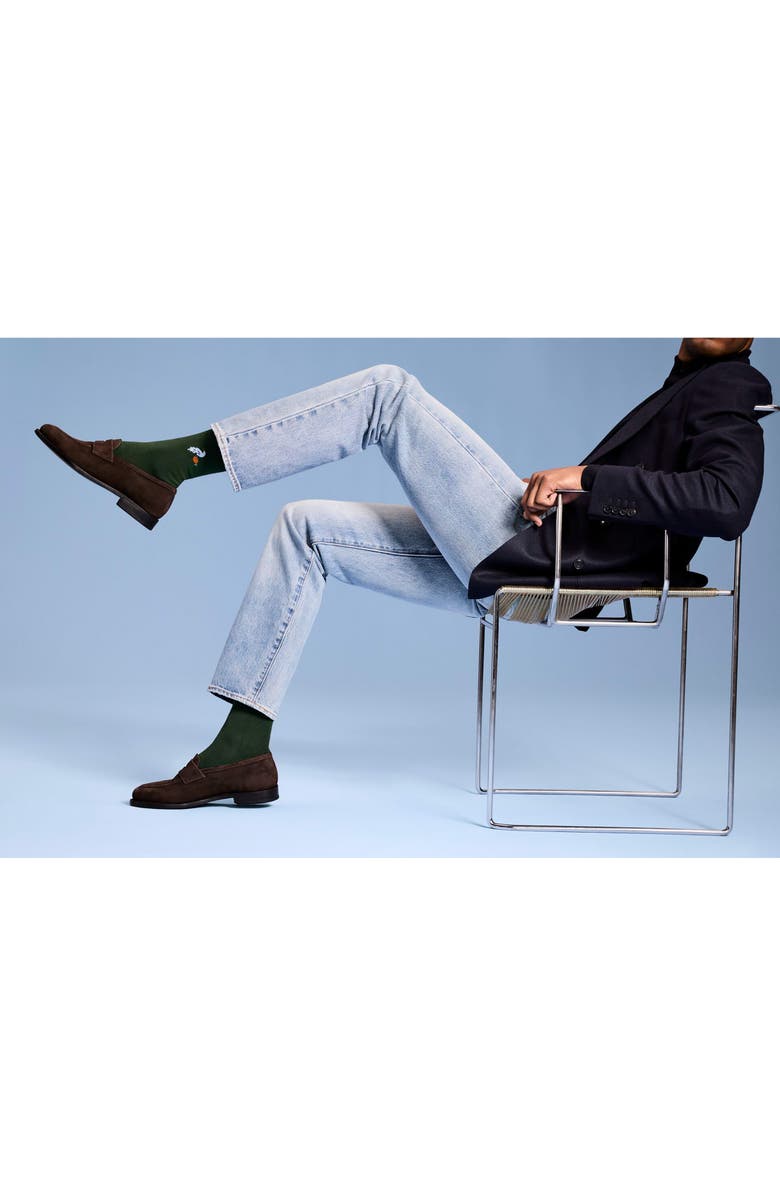 Bombas Bird with Orange Dress Socks, Alternate, color, Dark Elm