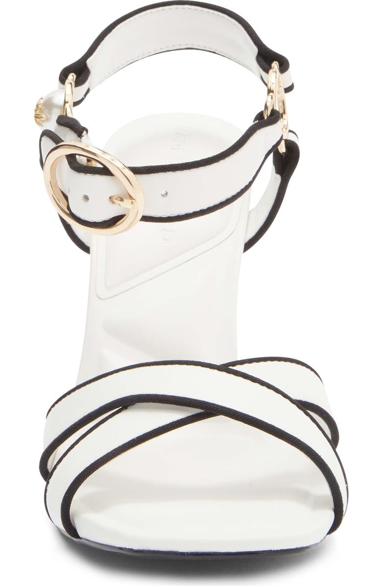 KARL LAGERFELD PARIS Daelin Ankle Strap Sandal, Alternate, color, Bright White/ Black