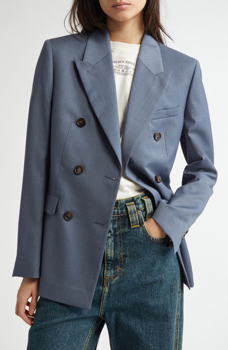 Golden Goose Journey Double Breasted Virgin Wool Blazer, Main, color, 