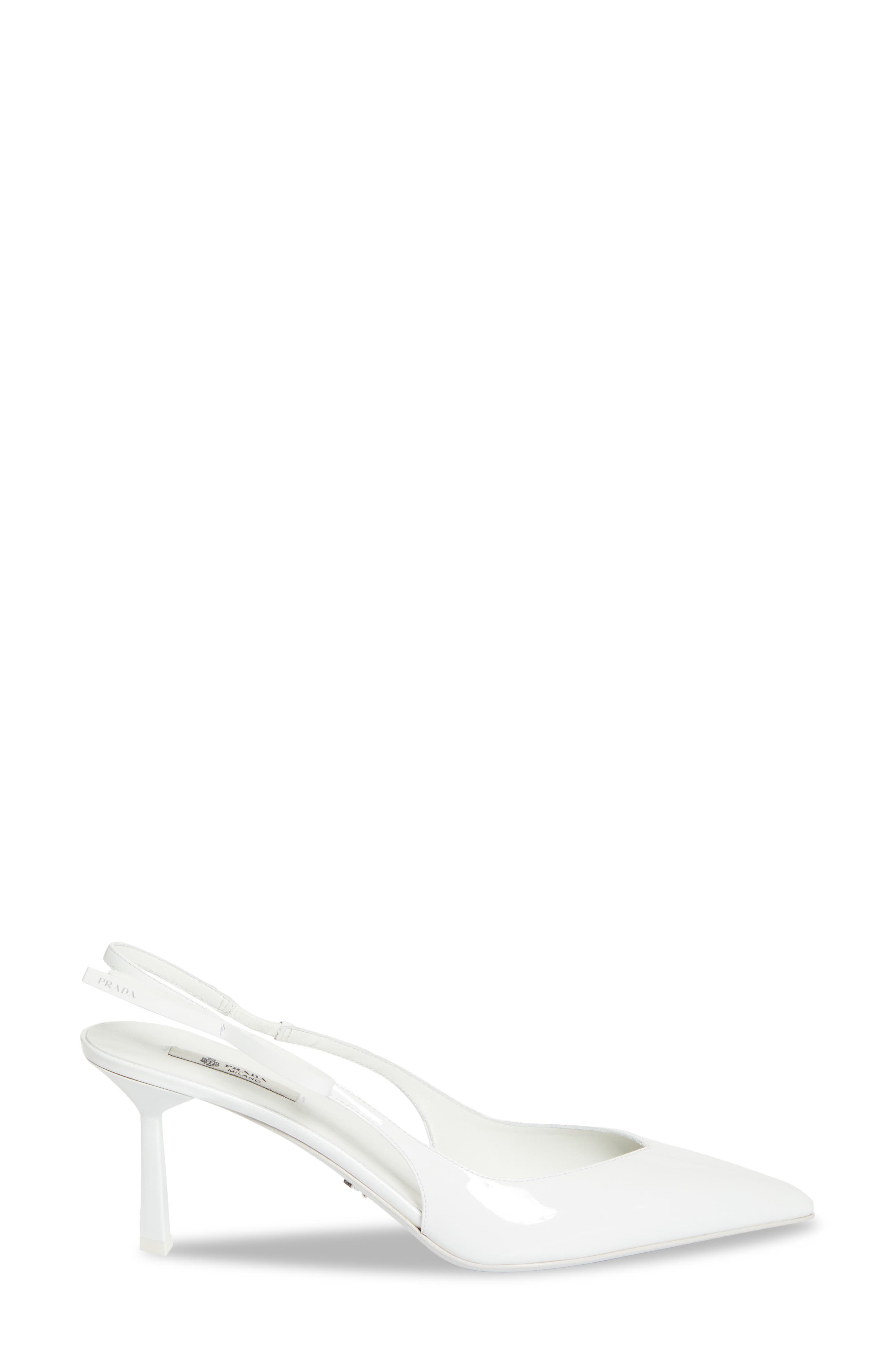 Bow Ponted Toe Slingback Pump, Alternate, color, BIANCO