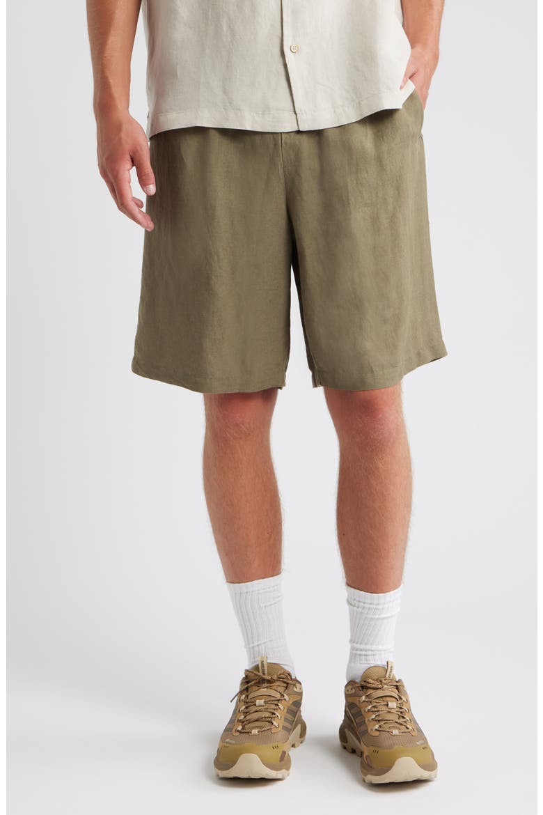 Wide Leg Linen Blend Shorts, Main, color, KHAKI