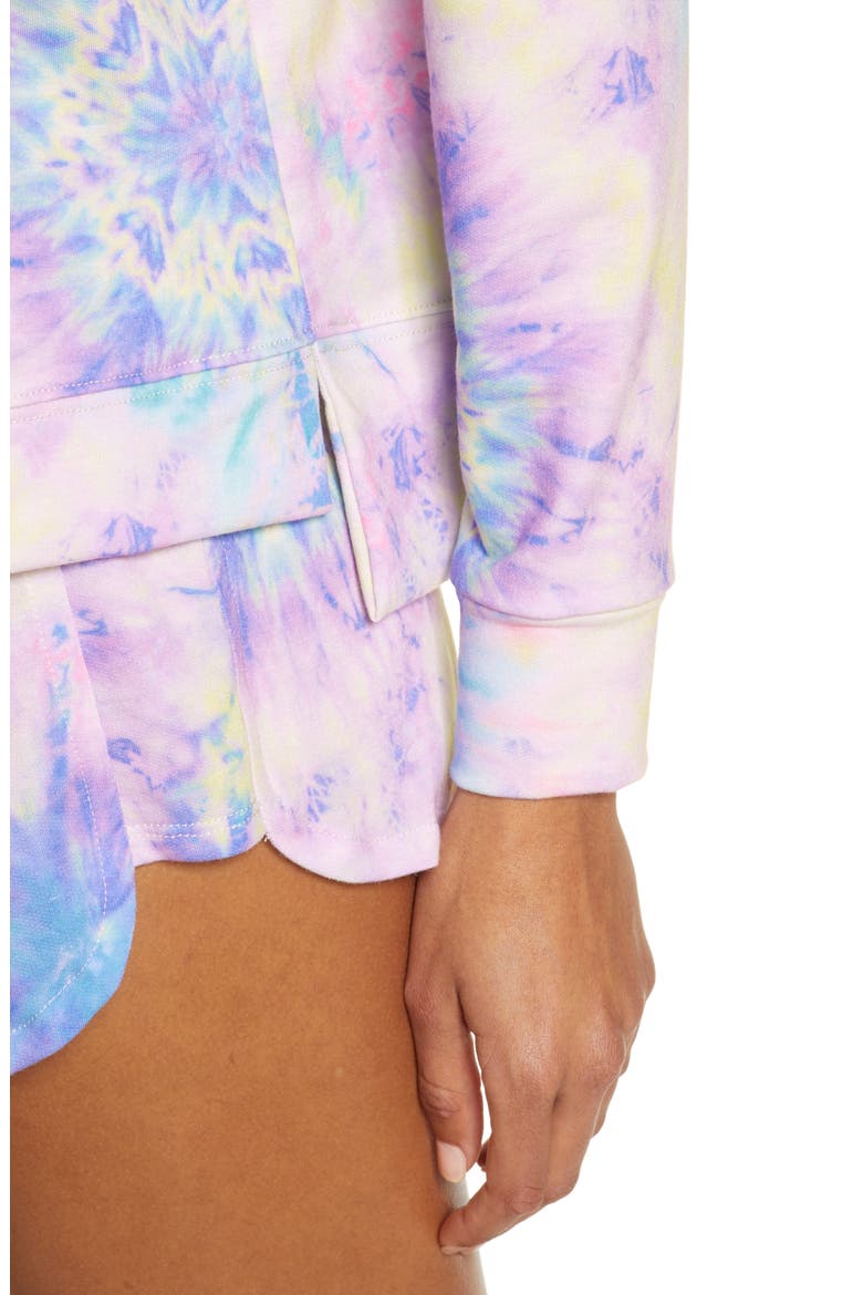 High/Low Sweatshirt, Alternate, color, YELLOW NEON TIE DYE