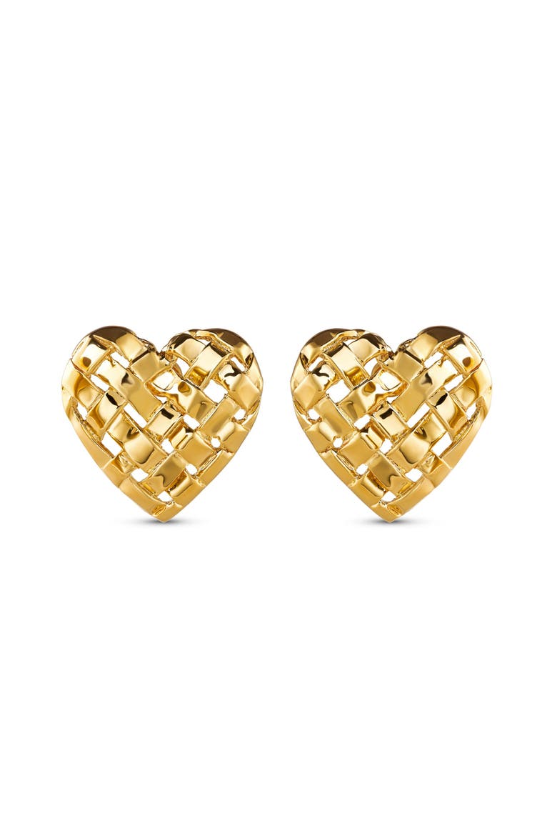 Woven Heart Earring, Main, color, Gold