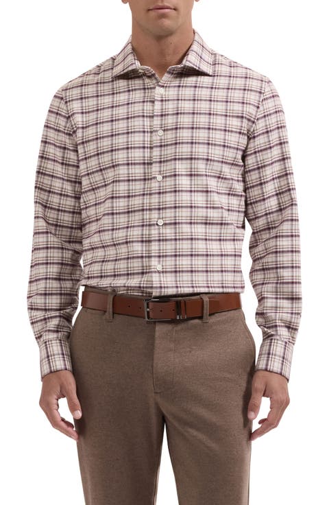 Axel Shaped Fit Plaid Cotton & Cashmere Shirt