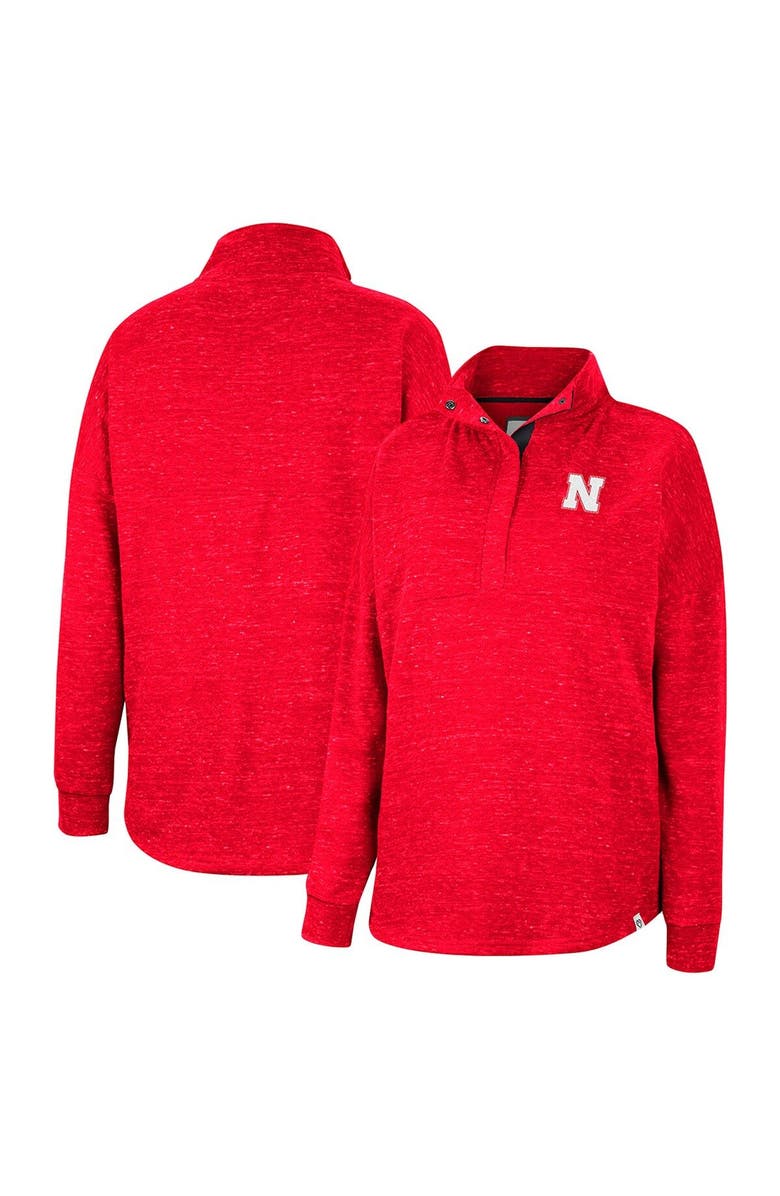 COLOSSEUM Women's Colosseum Scarlet Nebraska Huskers Natalie Speckled Quarter-Snap Top, Main, color, 