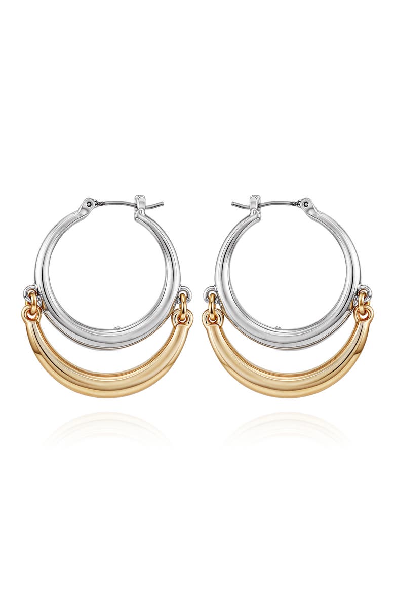 Two Tone Hoop Earrings, Alternate, color, TWO-TONE