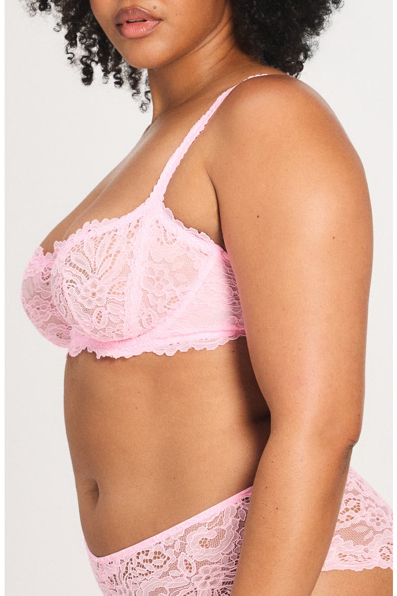 Romantic Corded Lace Unlined Underwire Bra, Alternate, color, PERKY PINK