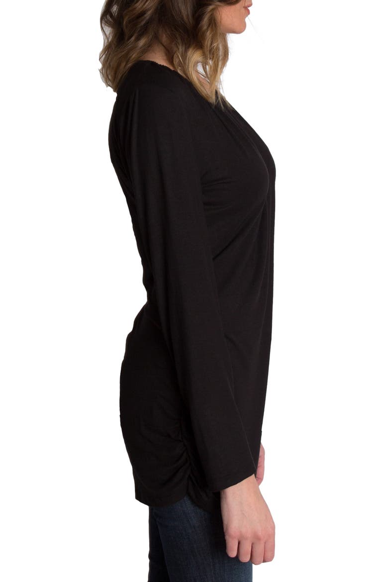 'Luxe' Long Sleeve Nursing Tee, Alternate, color, BLACK