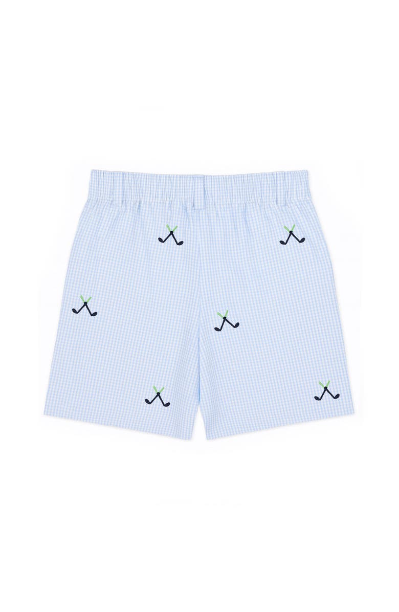 Florence Eiseman Check Seersucker Short with Embroidered Golf Clubs, Alternate, color, Blue/White