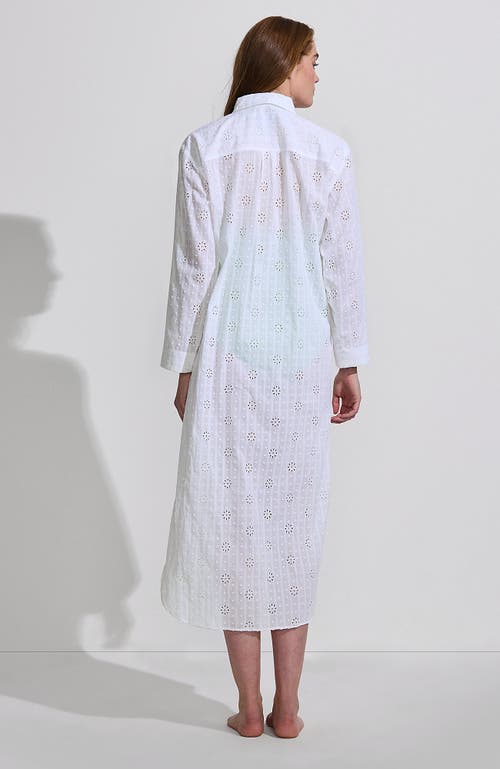 LANDS' END LANDS' END EYELET BUTTON DOWN MAXI COVER-UP DRESS