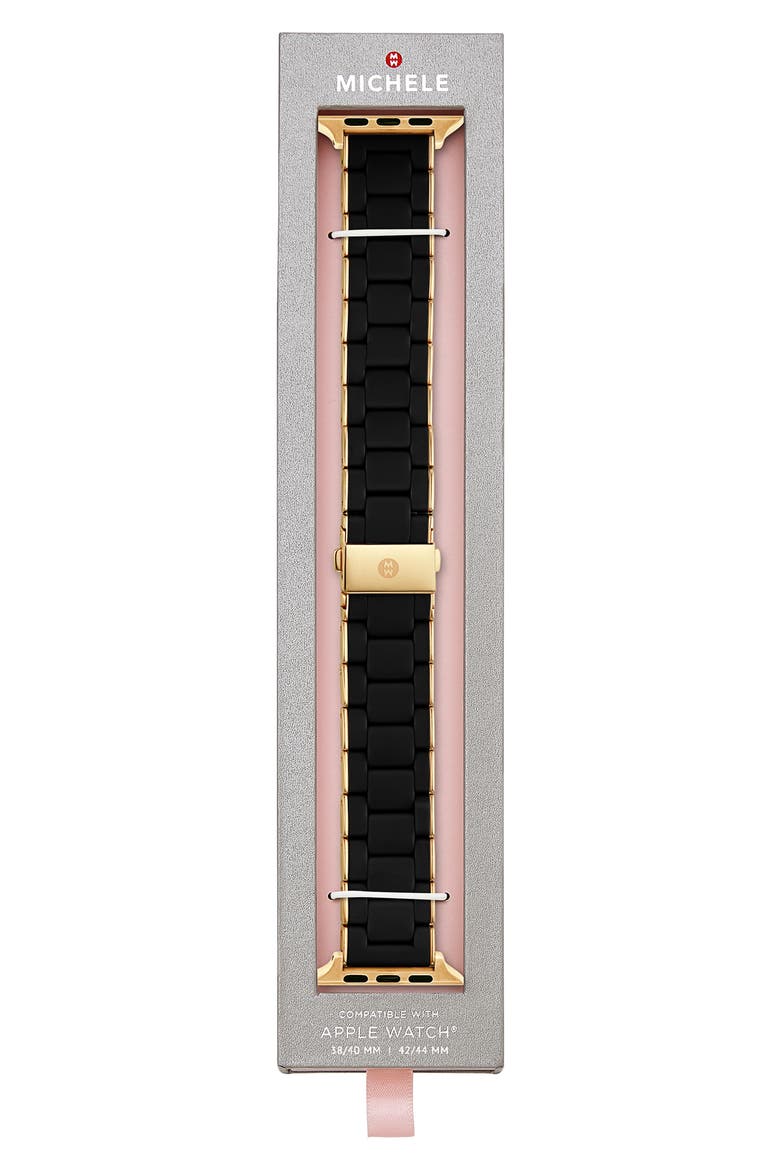 Silicone 20mm Apple Watch® Watchband, Alternate, color, BLACK/GOLD