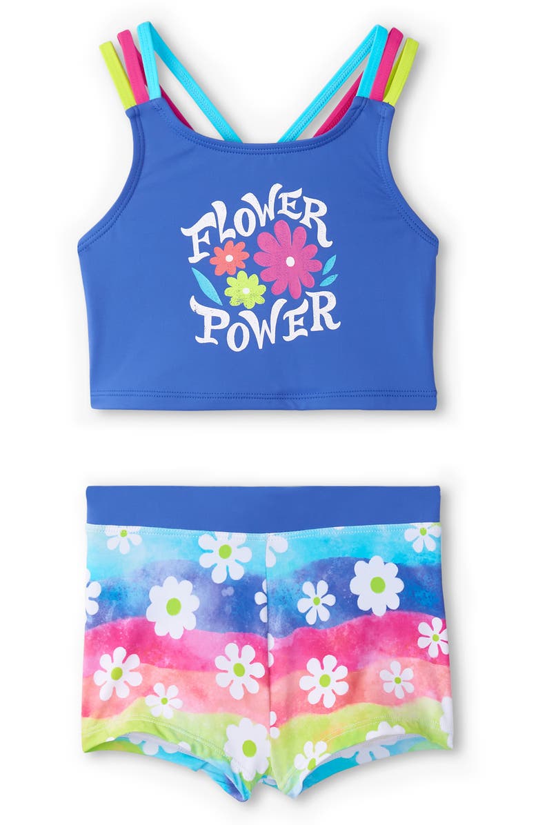 Hatley Kids' Rainbow Flower Two-Piece Swimsuit, Main, color,
