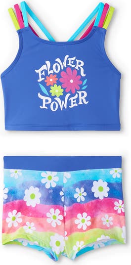 Kids' Rainbow Flower Two-Piece Swimsuit